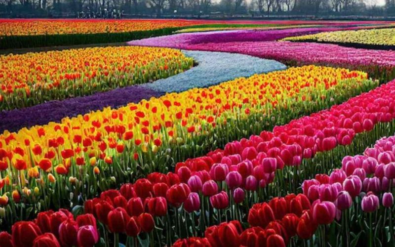 Tulip Festival has been organized at Shanti Path located in Chanakya Puri of the capital Delhi.