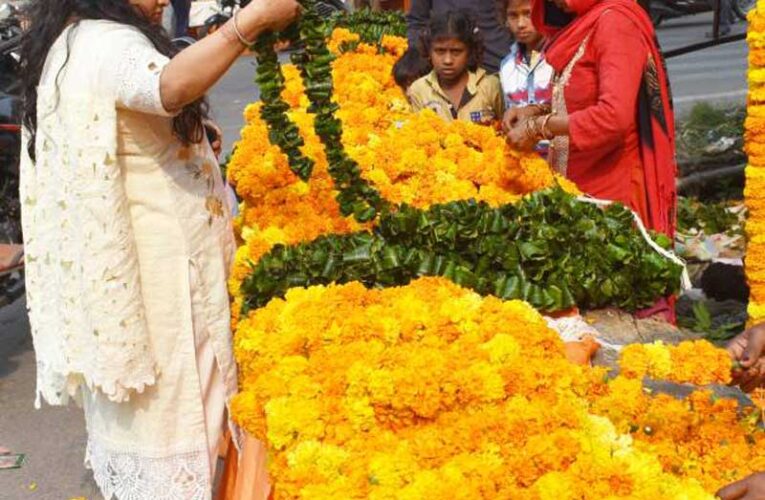 बहेराडीह की महिलाएं दीपावली के मौके पर गेंदा फूल बेचकर करेंगी मोटी कमाई